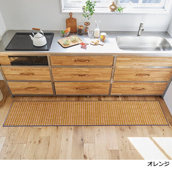 キッチンマット 北欧 マット ラグ 洗える ウォッシャブル 滑り止め 日本製 床暖対応 DESIGN...