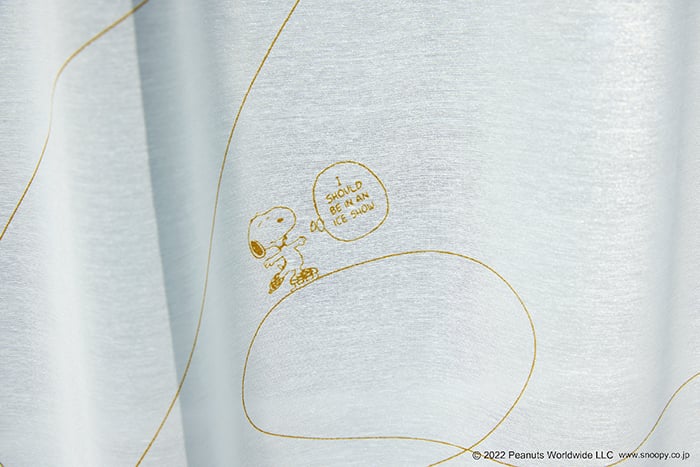 レースカーテン キャラクター デザインカーテン 洗える 日本製 スヌーピー ピーナッツ 幅300×丈260cm以内でサイズオーダー P1058 ジークレフボイル (S)｜youai｜06