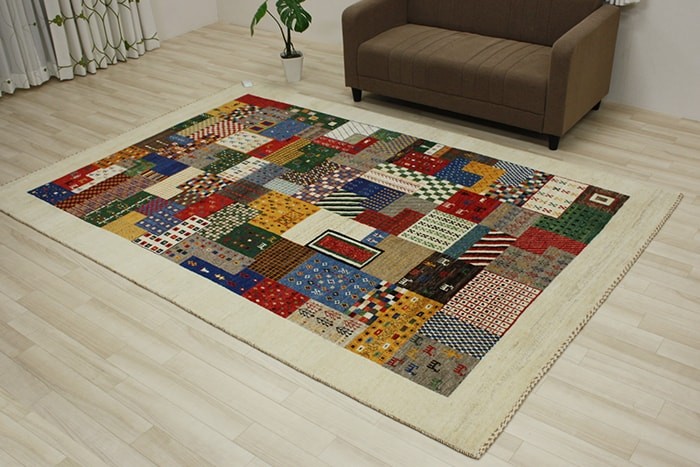 高級ペルシャギャベ ラグ カーペット ウール100% PG2135(Y) 約190×287cm ギャッベ絨毯