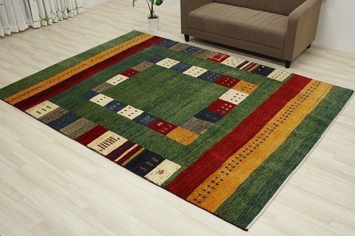 ペルシャギャベ ラグ カーペット ウール100% ギャッベ絨毯 天然草木染