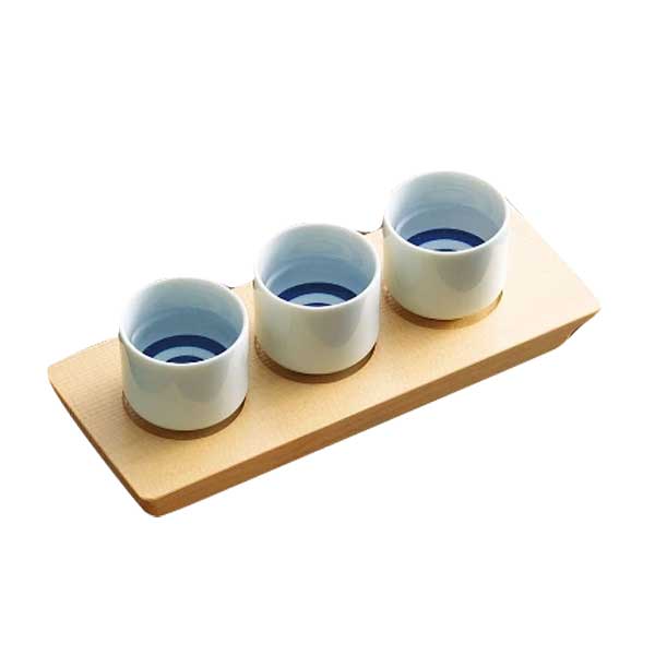 利き酒トレイ 白木 3穴 22x9xH1.5cm : 天然素材の雑貨ようび堂Yahoo!店