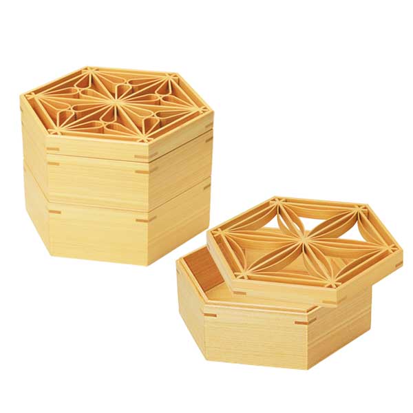 檜 松風 二段弁当 24x12.8xH12.5cm : 天然素材の雑貨ようび堂Yahoo!店