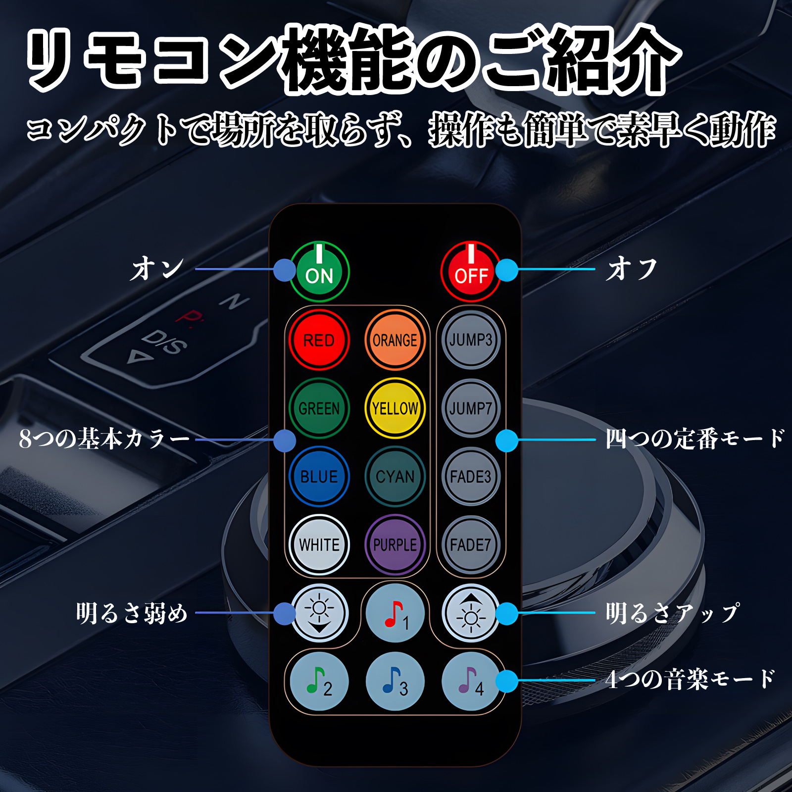 スズキ キャリイトラック RGB アンビエントライト 車内ライト EL ルームランプ フットランプ USB式 雰囲気 YouCar |  | 09