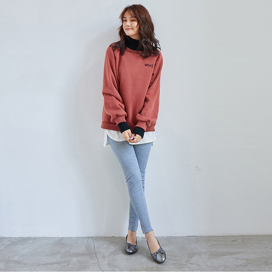 付け裾 カットソー Tシャツ レディース スリット レイヤード風