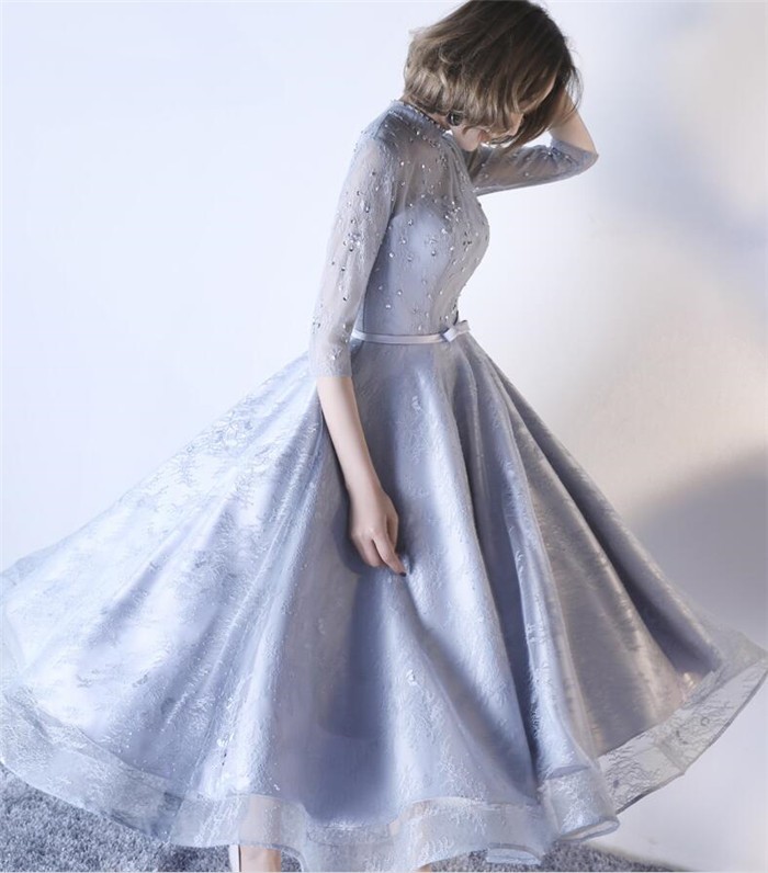 パーティードレス ドレス 結婚式 ワンピース 袖あり ロングドレス 演奏