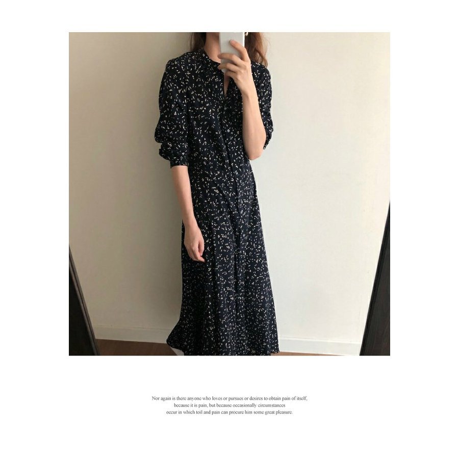 ワンピース レディース 春 夏 春夏 黒 長袖 柄 きれいめ ロング マキシワンピース Aライン ミモレ丈 カジュアル ひざ下 ブラック 20代 30代 40代【送料無料】