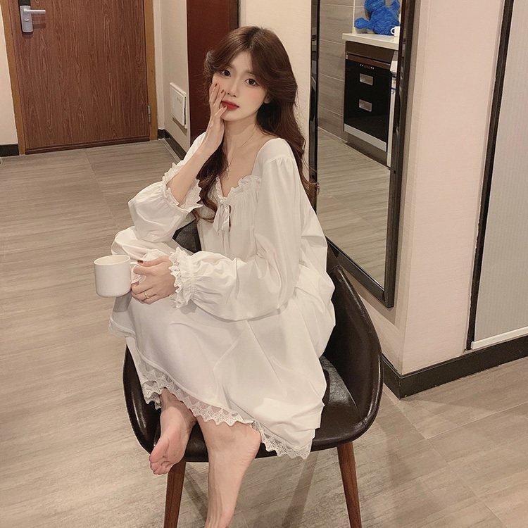 ネグリジェ 春夏秋 姫 ネグリジェ 白ワンピース レースネグリジェ ロング丈 長袖 ネグリジェ パジャマ レディース 大人可愛い部屋着 オシャレ新作  :hs-cj-024:youdear - 通販 - Yahoo!ショッピング