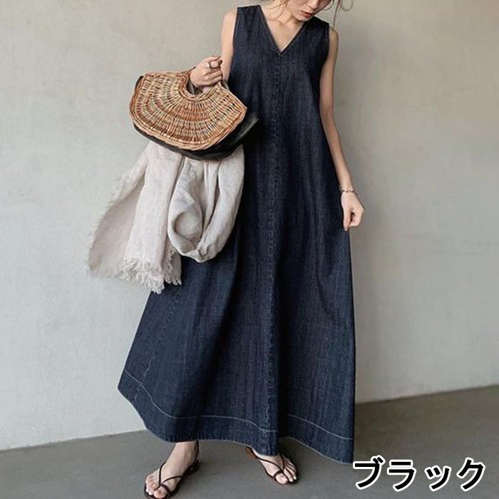 デニム マキシ丈 デニムワンピース オールシーズン ロング 韓国 Amazon.co.jp: [PTORGE] デニム ロングワンピース