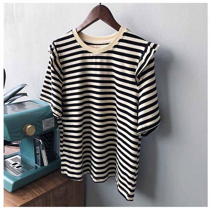Tシャツ レディース 半袖 ボーダー フリル カットソー トップス