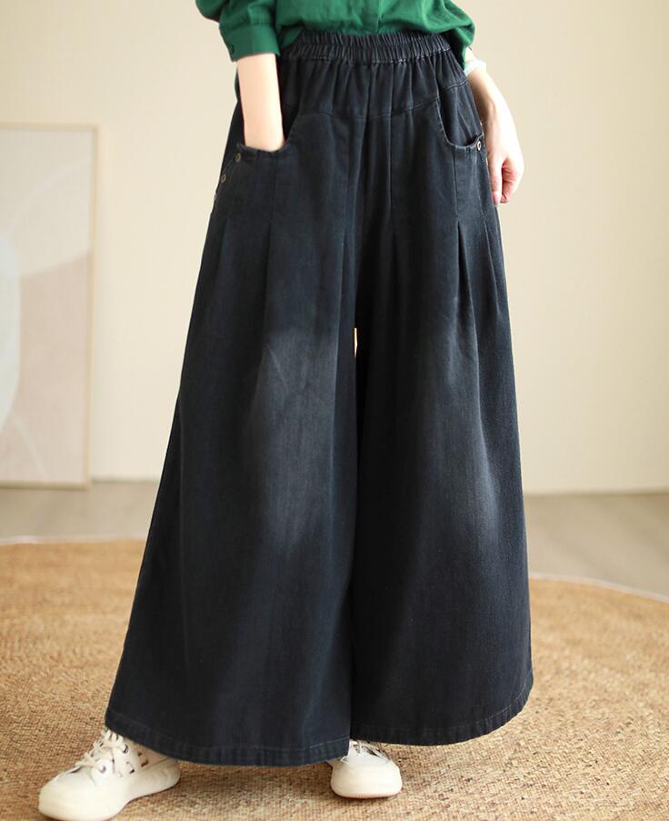 Heve へイヴ デニムガウチョパンツ 濃紺 38 レディース