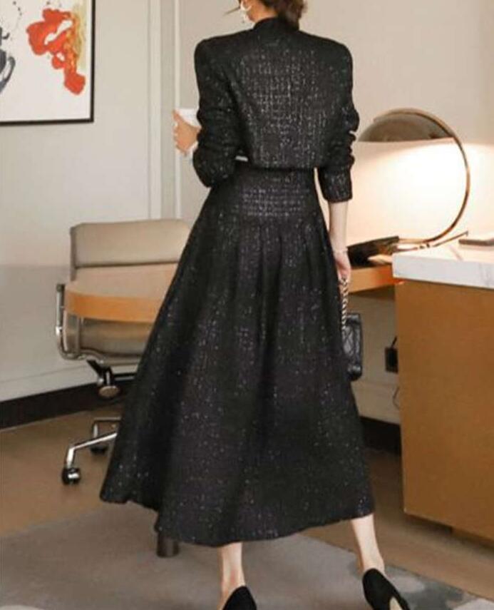 ツイードセットアップ スーツジャケット ロングスカート フレア