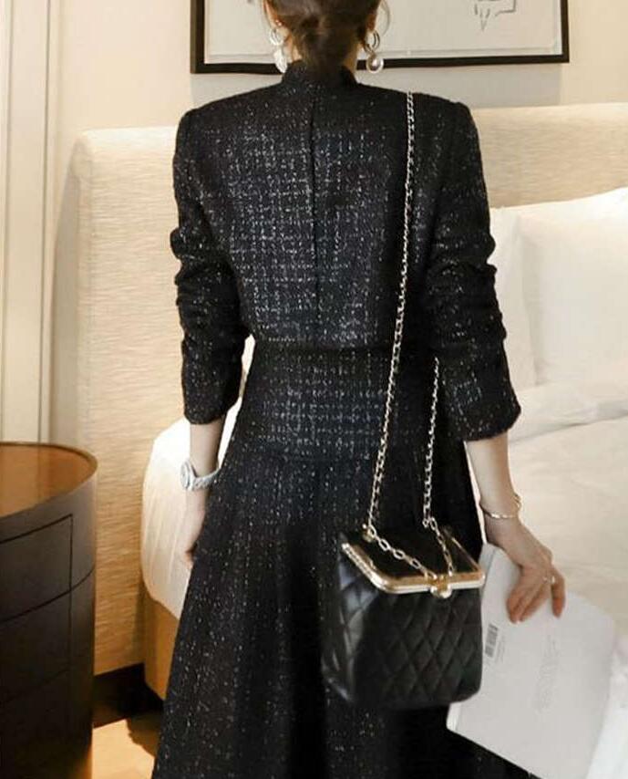 ツイードセットアップ スーツジャケット ロングスカート フレア