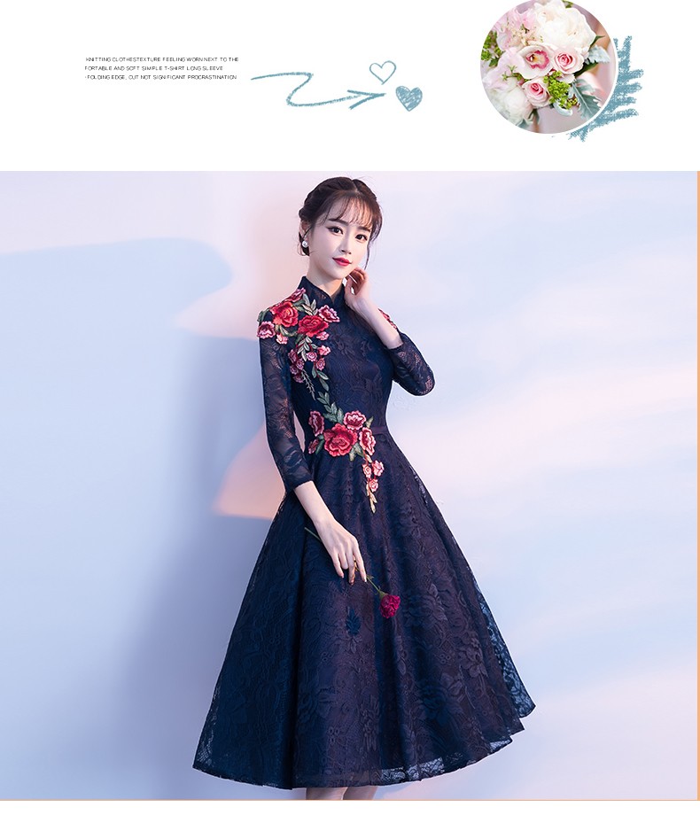 結婚式ドレス パーティードレス ワンピース ドレス 袖あり ミディアム