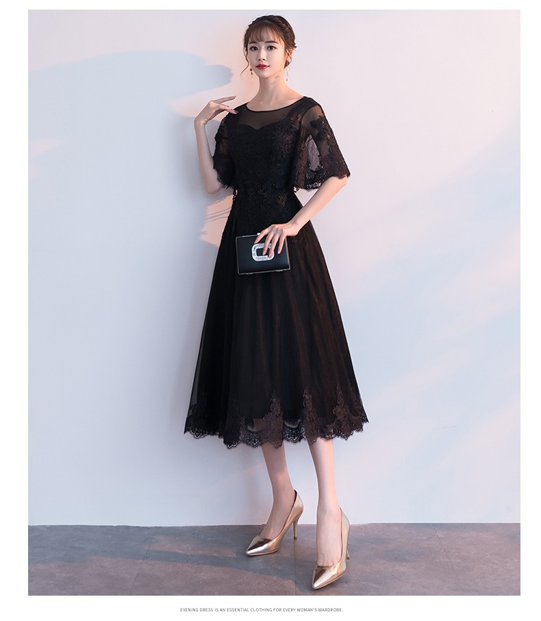 パーティードレス 結婚式 ワンピース ドレス 袖あり 立ち襟 刺繍