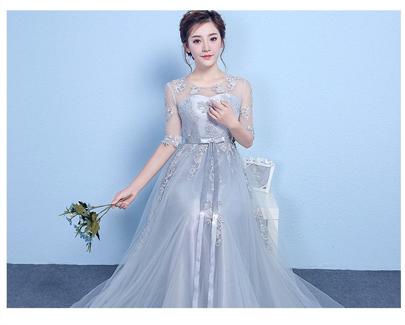 ロングドレス 演奏会 袖あり パーティードレス レース 刺繍 結婚式