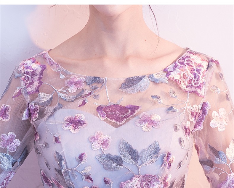 パーティードレス 結婚式ドレス 袖あり ウエディングドレス レース 花