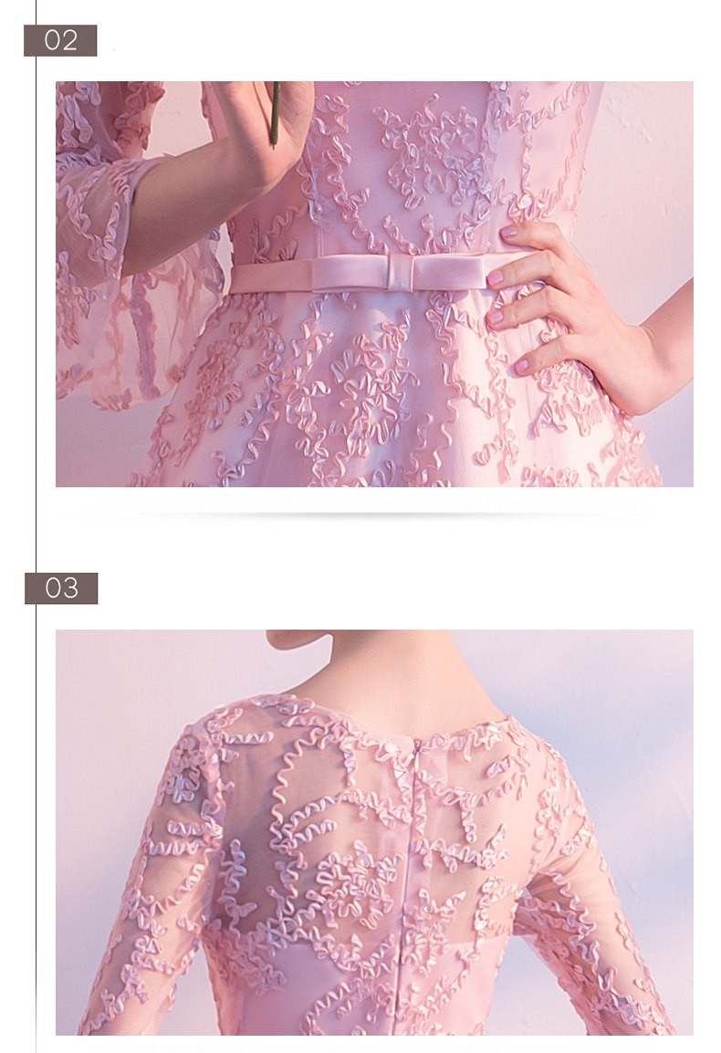 パーティードレス 結婚式 ワンピース ドレス 袖あり ベルトスリープ