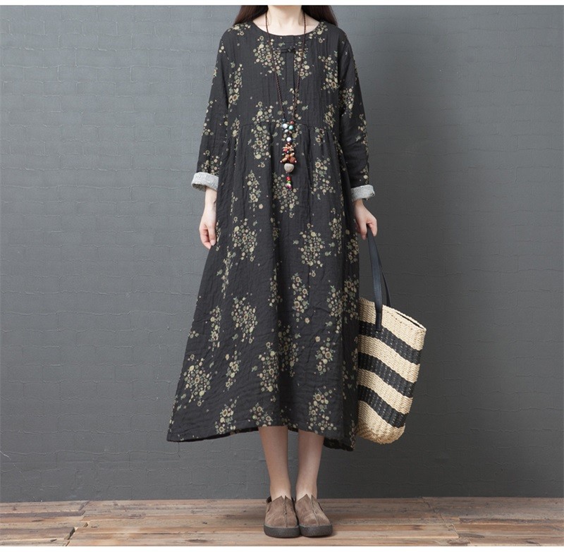 ハンドメイド 総柄 ロングワンピース 秋冬 セミロング ワンピース ロングワンピース Www Murakoshi Co Jp