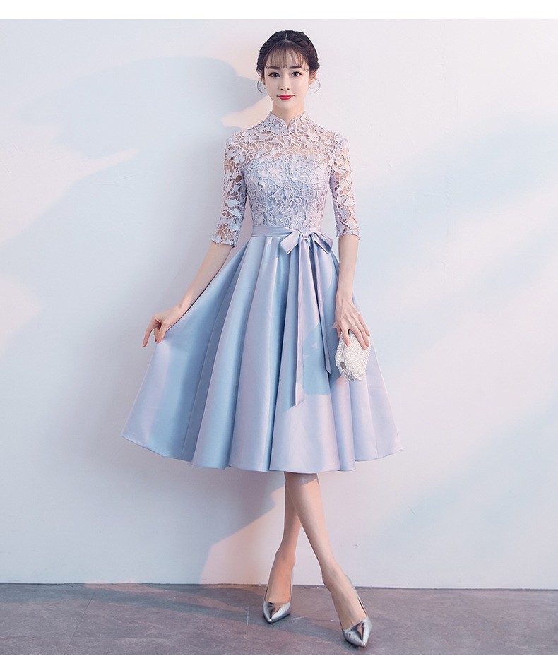 パーティードレス 20代 袖あり 結婚式 ワンピース ドレス aライン