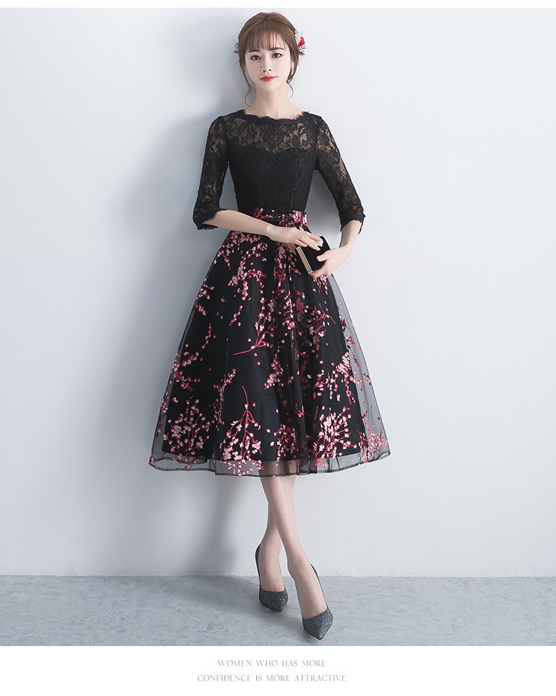 パーティードレス レース 花柄 ロング丈 レース Aライン 韓国 パーティードレス 20代 結婚式 ワンピース ドレス 袖あり レース