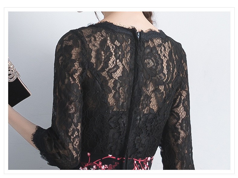 パーティードレス 20代 結婚式 ワンピース ドレス 袖あり レース 花柄