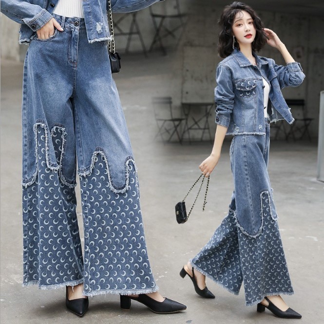 セットアップ デニムセット トップス ワイドパンツ 上下セット