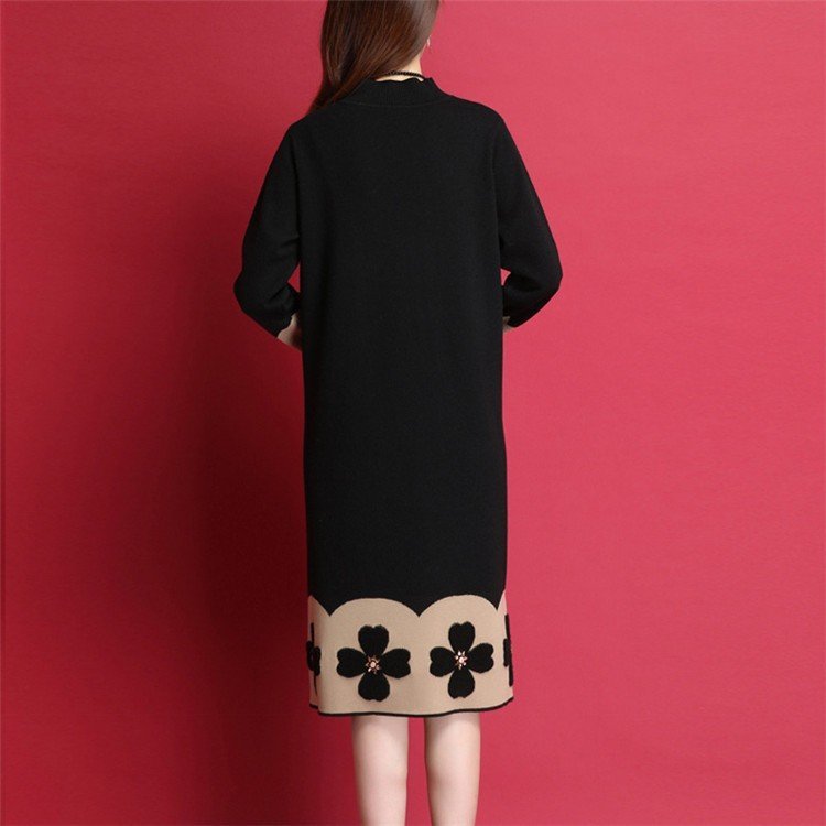 ニットワンピース レディース 30代 40代 50代 秋冬 ロング丈  セーター メリヤス ワンピース きれいめ 上品 ワンピース 長袖 体型カバー 通勤 着痩せ 大人 ニットワンピース レディース 40代 秋冬 膝丈 配色 ロングセーター