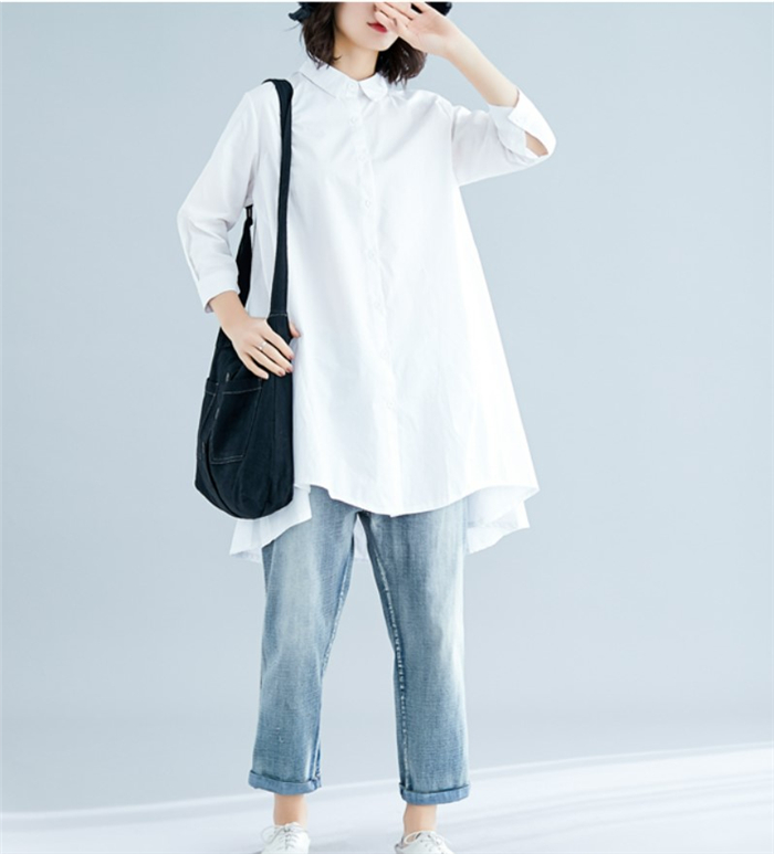 シャツワンピース チュニック ロングシャツ レディース 長袖 春