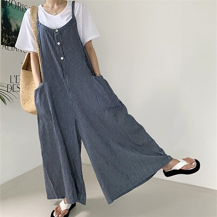 サロペット オーバーオール パンツ レディース ロング丈 ワイド