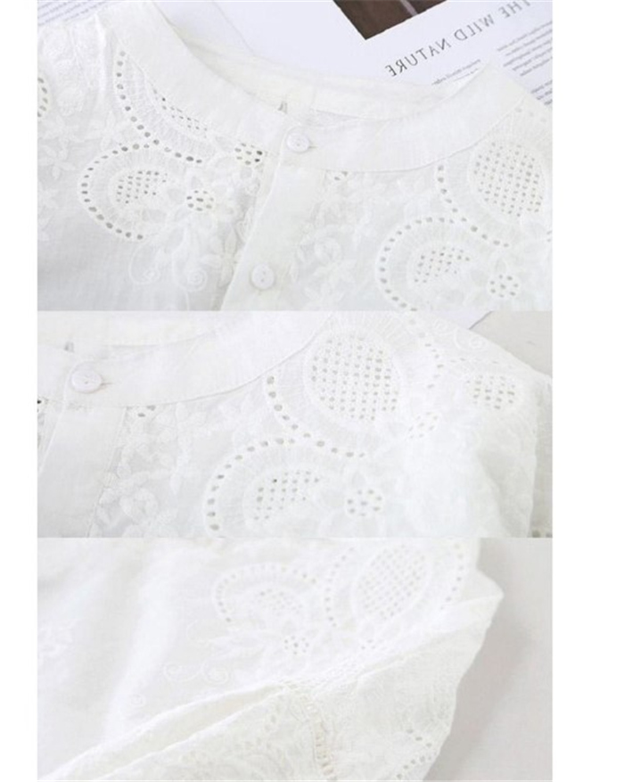 ヌキテパ　ブラウス　刺繍　レース　バルーンスリーブ　ペプラム　コットン　シャツ ブラウス レディース 5分袖 シャツ シャツブラウス バルーン