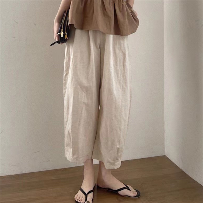 リネン ストレート パンツ リュクス カジュアル 4色 夏 韓国 接触冷感ボトムス スラックスパンツ 万能カジュアル 大きい