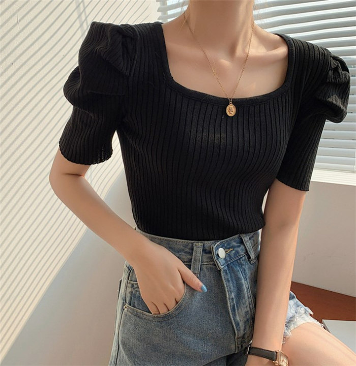 Tシャツ レディース 半袖 トップス 春 夏 リブニット サマー