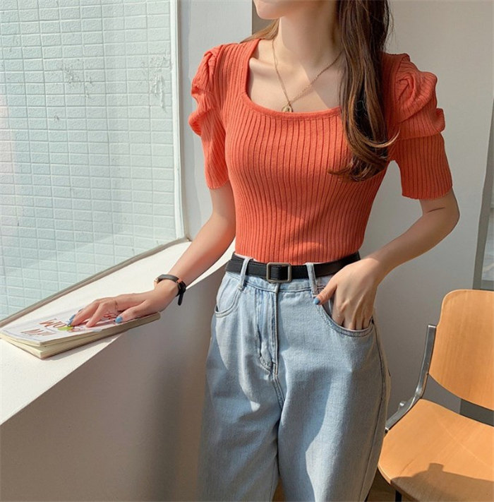 Tシャツ レディース 半袖 トップス 春 夏 リブニット サマー