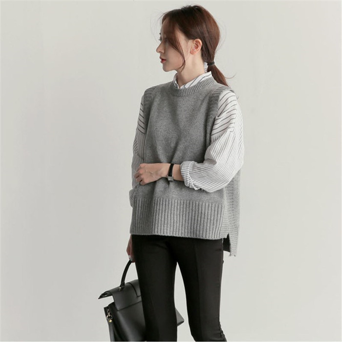 ニットベスト レディース 秋 冬 ニットセーター ノースリープ 無地