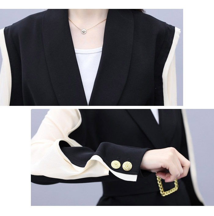 Uenui ジャケット&パンツ　セットアップ　ベルト付き ベルト付クロップドジャケット&ツータックワイドスラックスSET