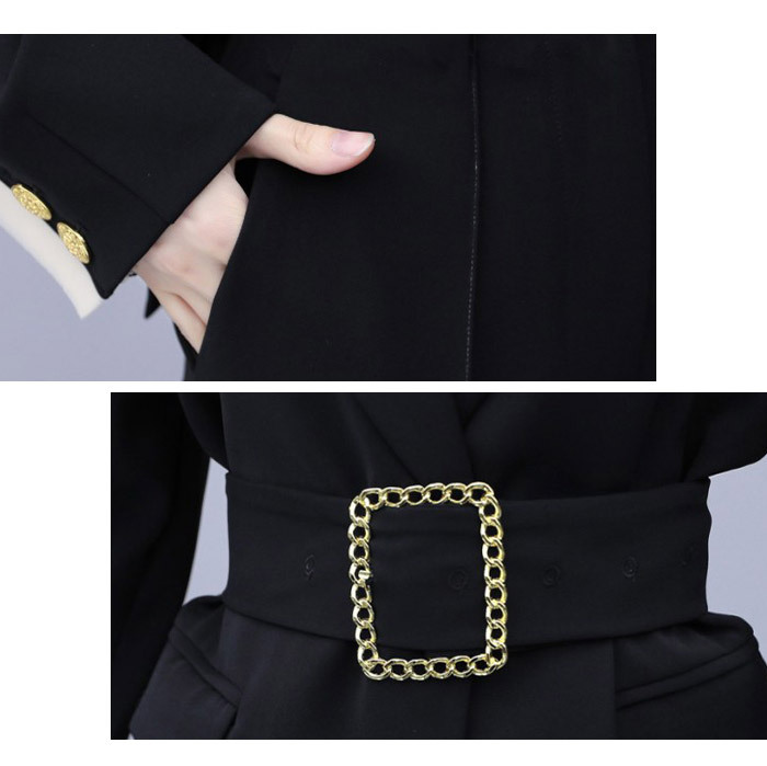 Uenui ジャケット&パンツ　セットアップ　ベルト付き セットアップ ワイドパンツ レディース 春秋 パンツ 綿混