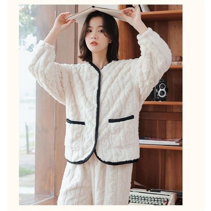 部屋着 レディース パジャマ 冬 長袖 ルームウェア レディース 前開き上下セット もこもこ 冬 パジャマ 部屋着 寝間着 部屋着 旅行 おしゃれ 可愛い ウエストゴム ポケットあり ゆったり 女性用 入院 着心地 ルームウェア 上下セット 冬 パジャマ レディース 長袖 もこもこ