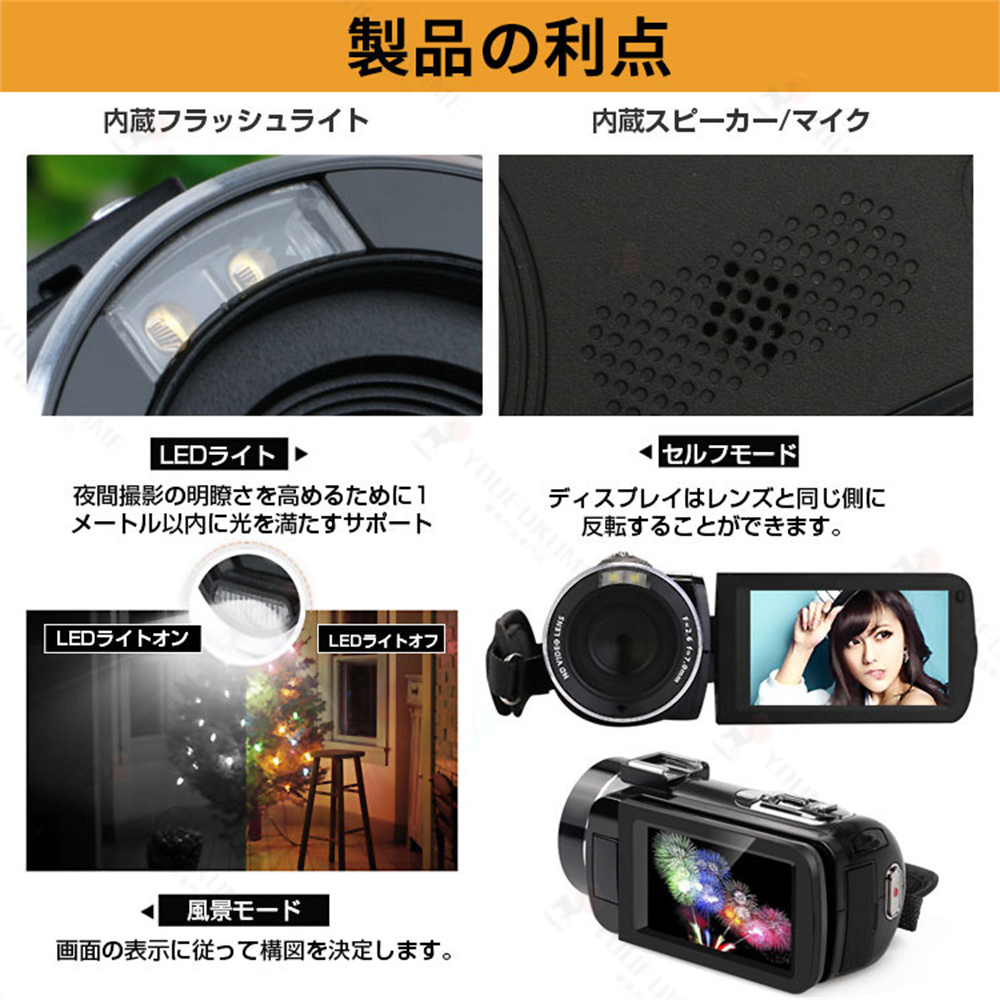 ビデオカメラ デジタル レコーダー デジカメ ＨＤ ハイビジョン 2.7K 