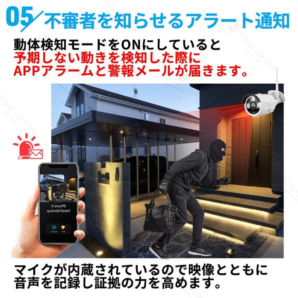 防犯カメラ 屋外 wifi 家庭用 セット ワイヤレス 録画 監視カメラ 1