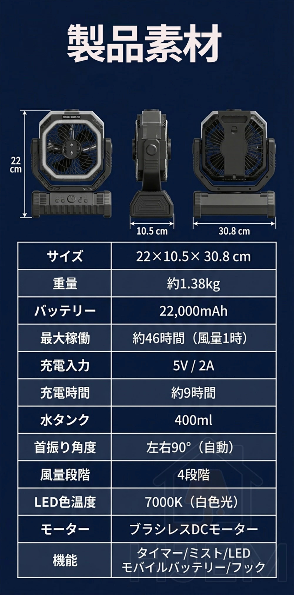 扇風機 キャンプ扇風機 アウトドア 20000mAh 手持ち扇風機 首振り 卓上