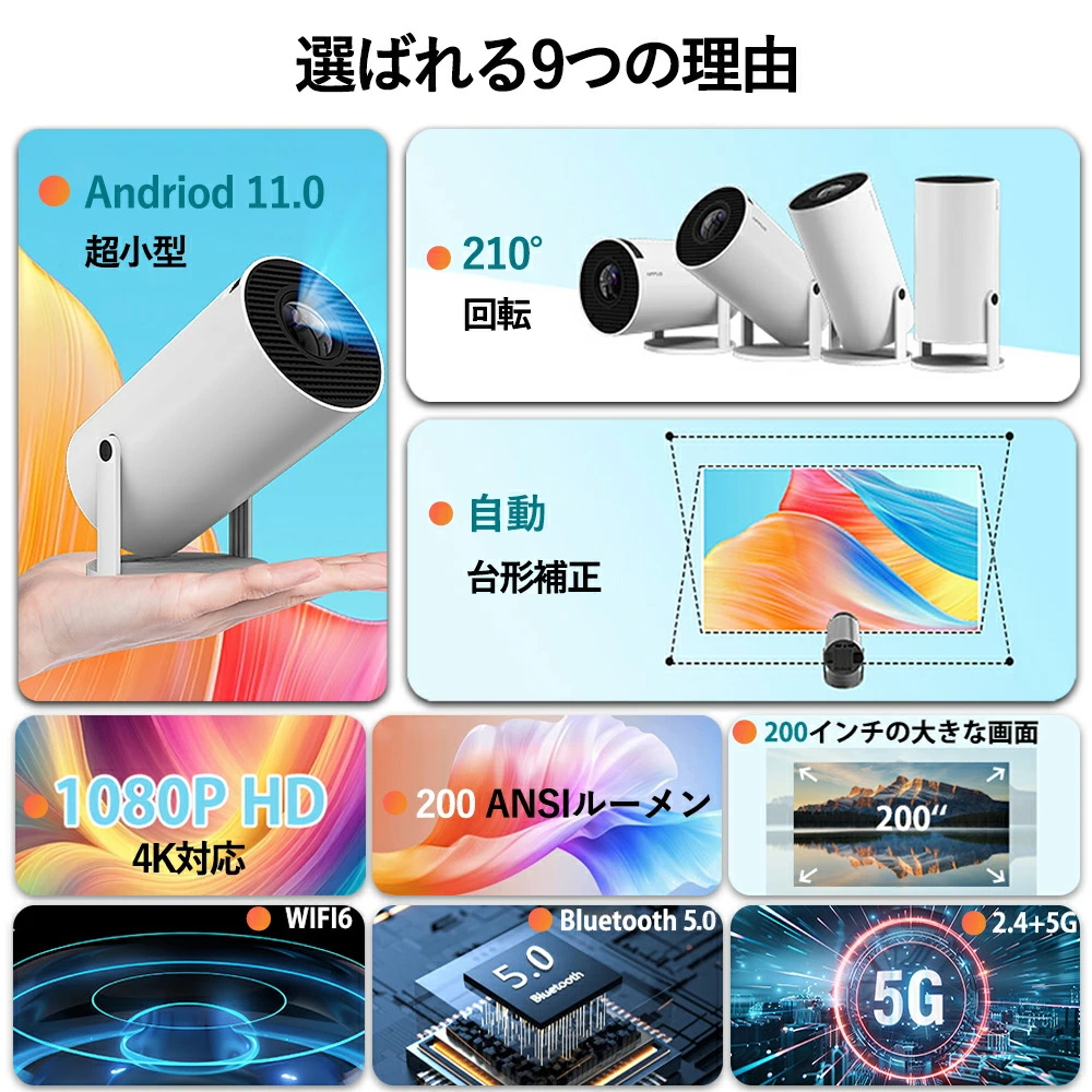 小型プロジェクター Android TV 11.0 プロジェクター 小型 家庭用 AndroidTV 11.0 2.4/5G Wi-Fi対応
