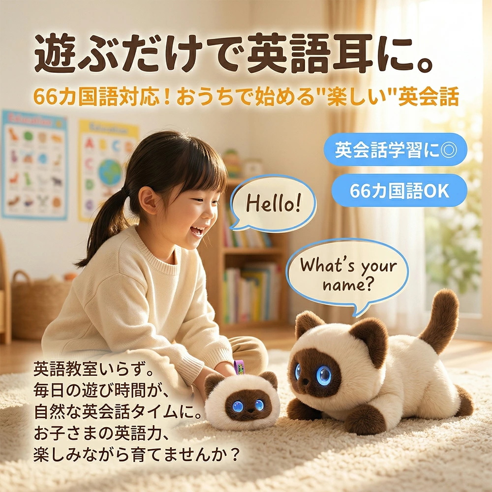 なでて鳴く 猫 ぬいぐるみ 動く しゃべる AIにゃんこ おしゃべり 音声