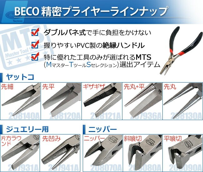 BECO ベコ 精密プライヤー 平喰切 ベストカット BI208090A ヤットコ
