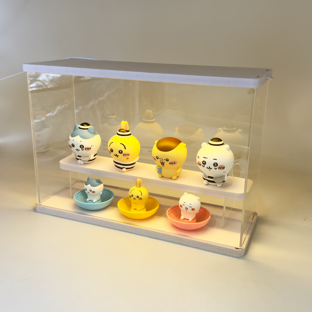 LEDダウンライトアクリルコレクションケース 2段 ラベンダーホワイト