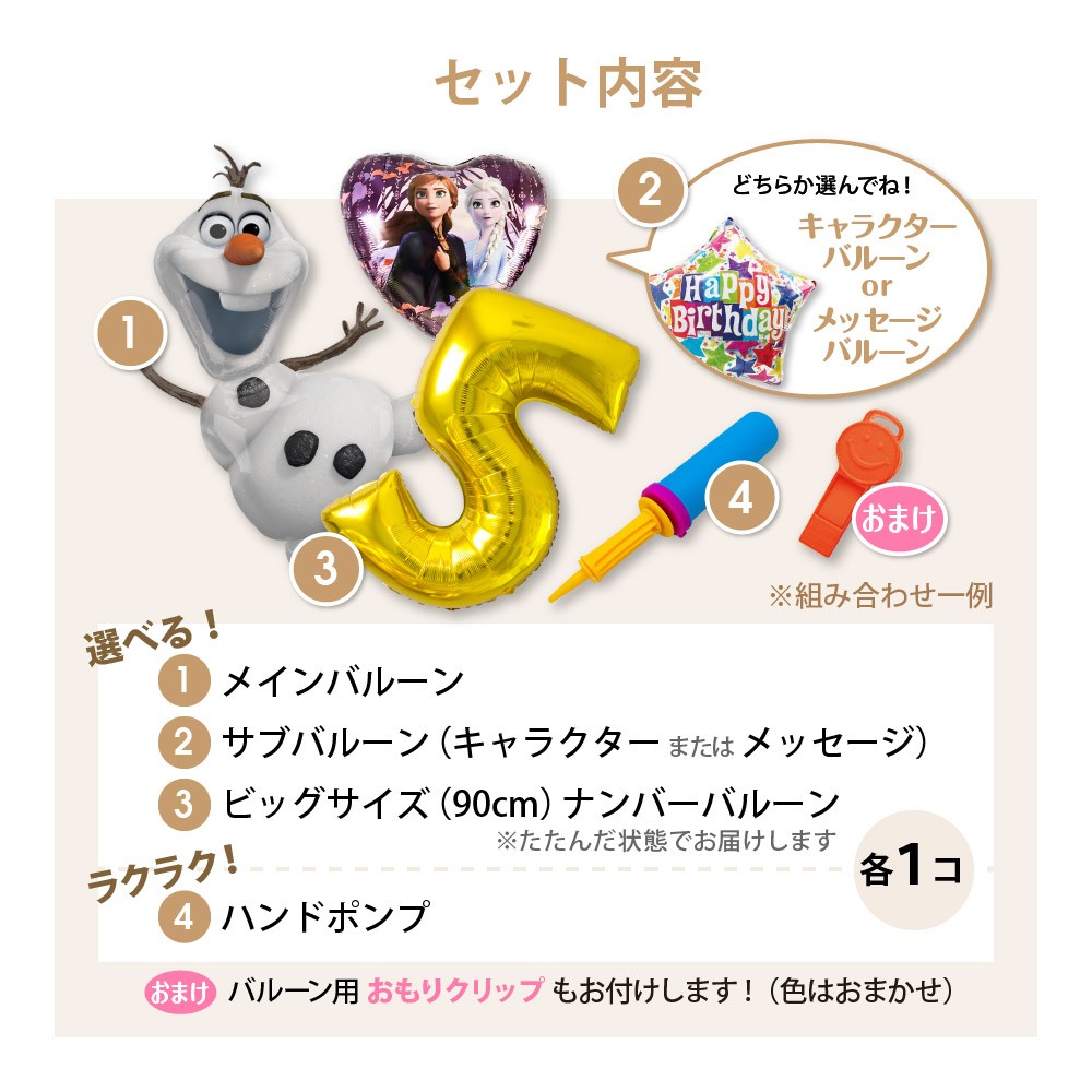 ビッグバルーン ヘリウム ガス入り 4点 セット 90cm 数字 ナンバー 誕生日 バースデー 全店販売中 3歳 2歳 4歳 アンパンマン 飾り付け ミッキー Yct 代引き不可