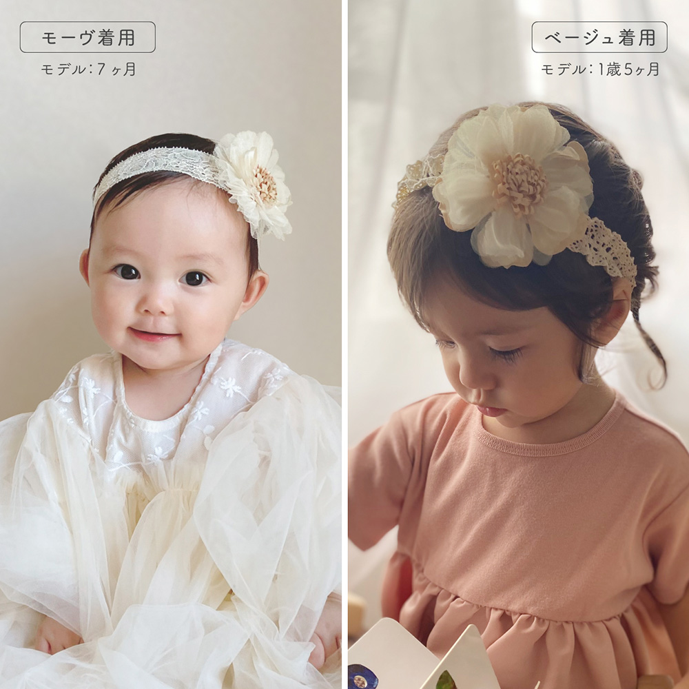 ベビー ヘアバンド 赤ちゃん リボン レース 花 ヘアアクセサリー 女の子 ターバン 髪飾り お宮参り 結婚式 【3本セット】ベビーヘアバンドセット  regalo | regalo（パーティグッズ） | 07
