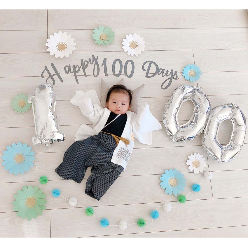誕生日 飾り 飾り付け バルーン 花 フラワー 100日祝い ハーフバースデー セット 女の子 男の子 バースデー 100日 凛花パーティーセット regalo | regalo（パーティグッズ） | 05