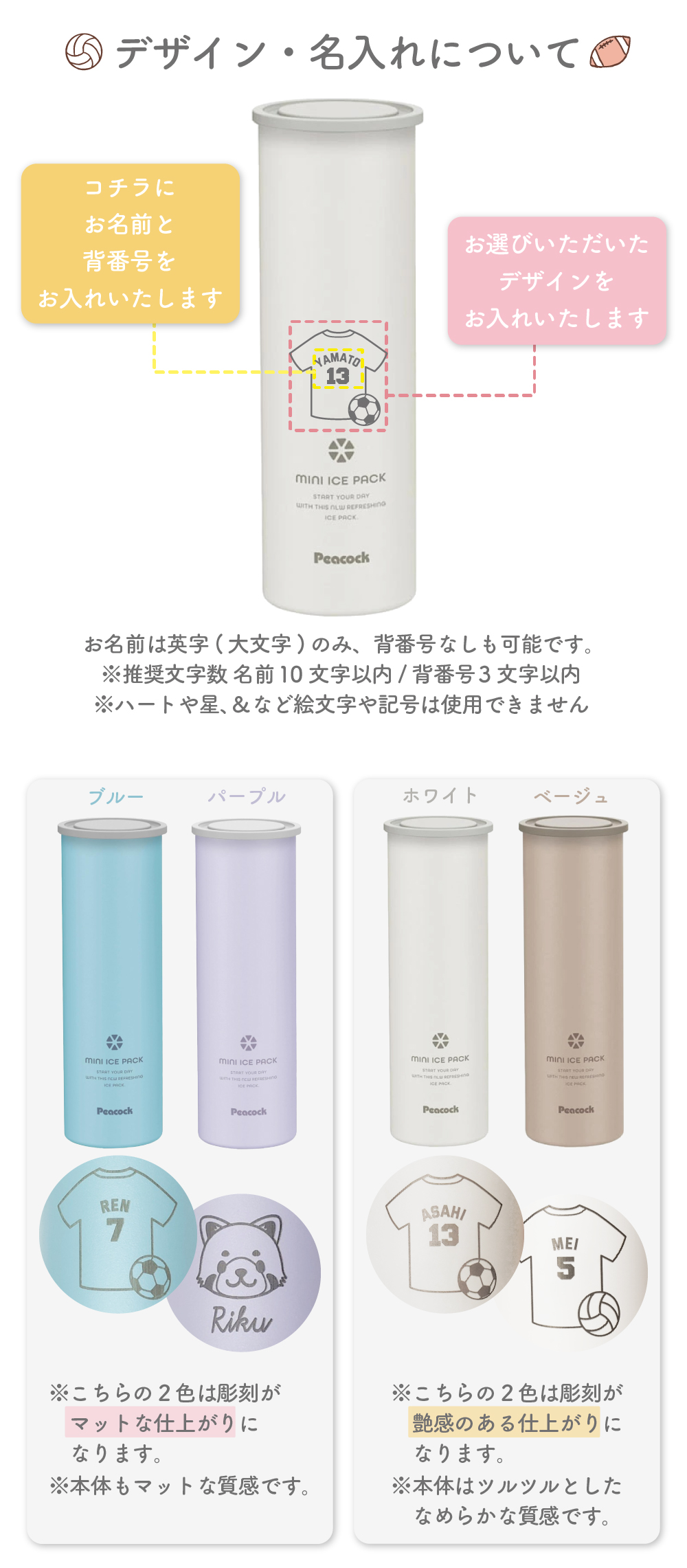 ピーコック魔法瓶工業 【名入れ無料】 ミニアイスパック 部活 熱中症