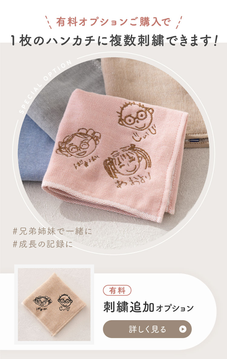 父の日 手描き 刺繍 今治タオル ハンカチ プレゼント 似顔絵 子供の絵