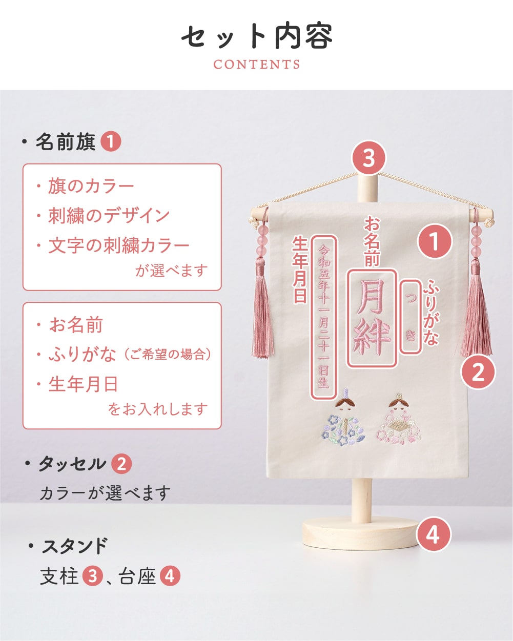 regalo 名前旗 女の子 ひなまつり 命名旗 命名書 ひな祭り 小さい 刺繍